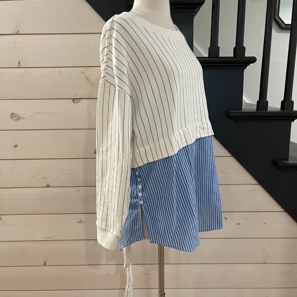040 By Anthropologie French Terry Twofer Sweatshirt NWOT Size Medium - Picture 6 of 9